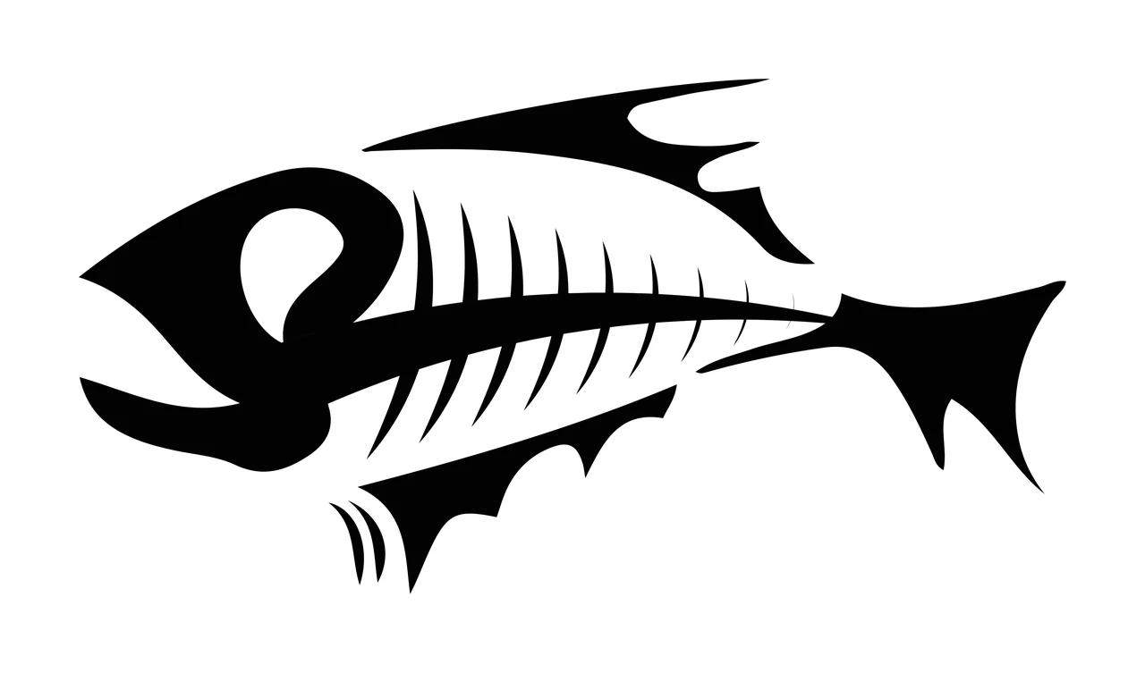 Bones Stylized Black And White Fish Skeleton Silhouette Floating