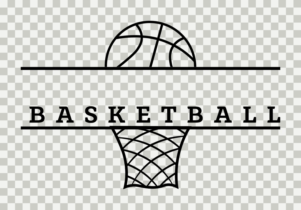Basketball Text And Hoop Line Art net black white sport transparency and detail preview thumbnail