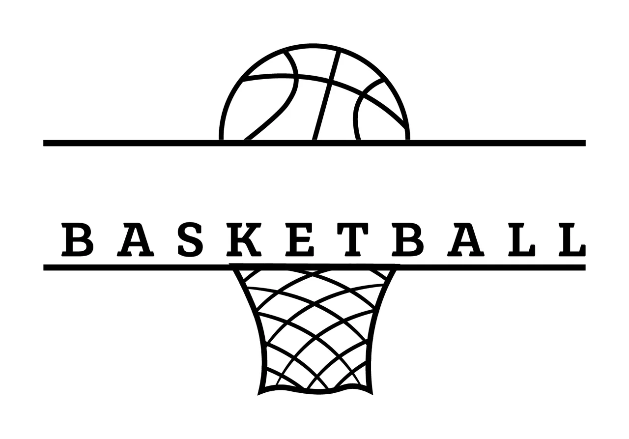 Basketball Text And Hoop Line Art net black white sport