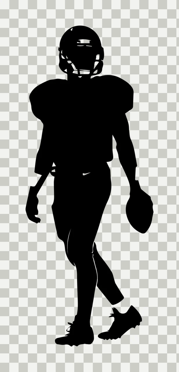 Football Player Black Silhouette Of A Sports Holding standing transparency and detail preview thumbnail