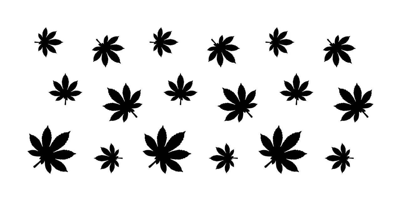 Can Glass Wrap Pattern Of Scattered Black Botanical leaves