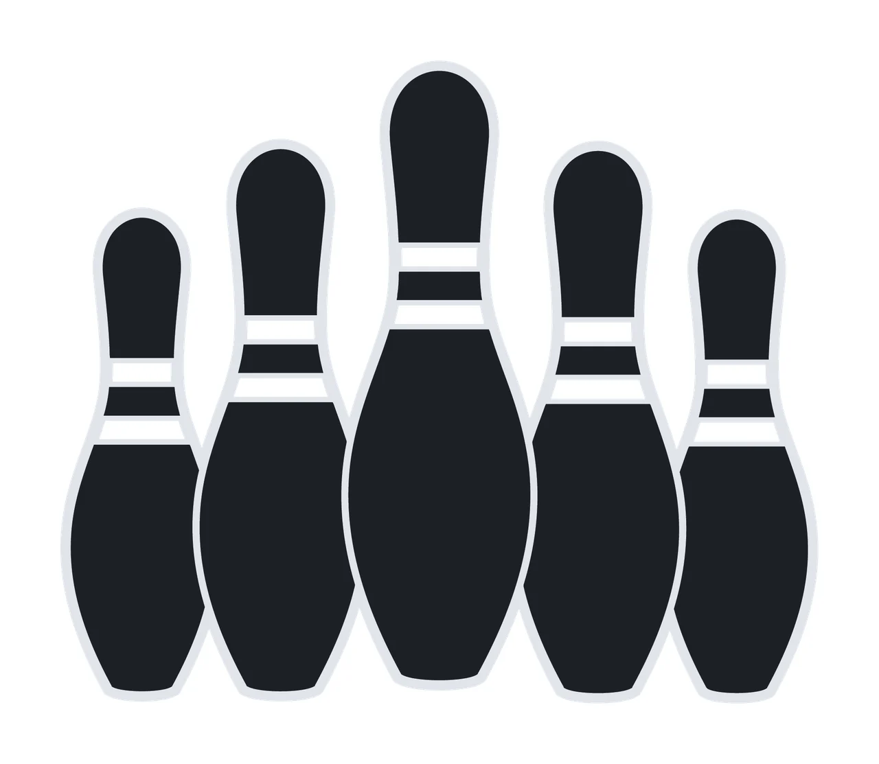 Bowling Five Black Pins Arranged In A Symmetrical standing
