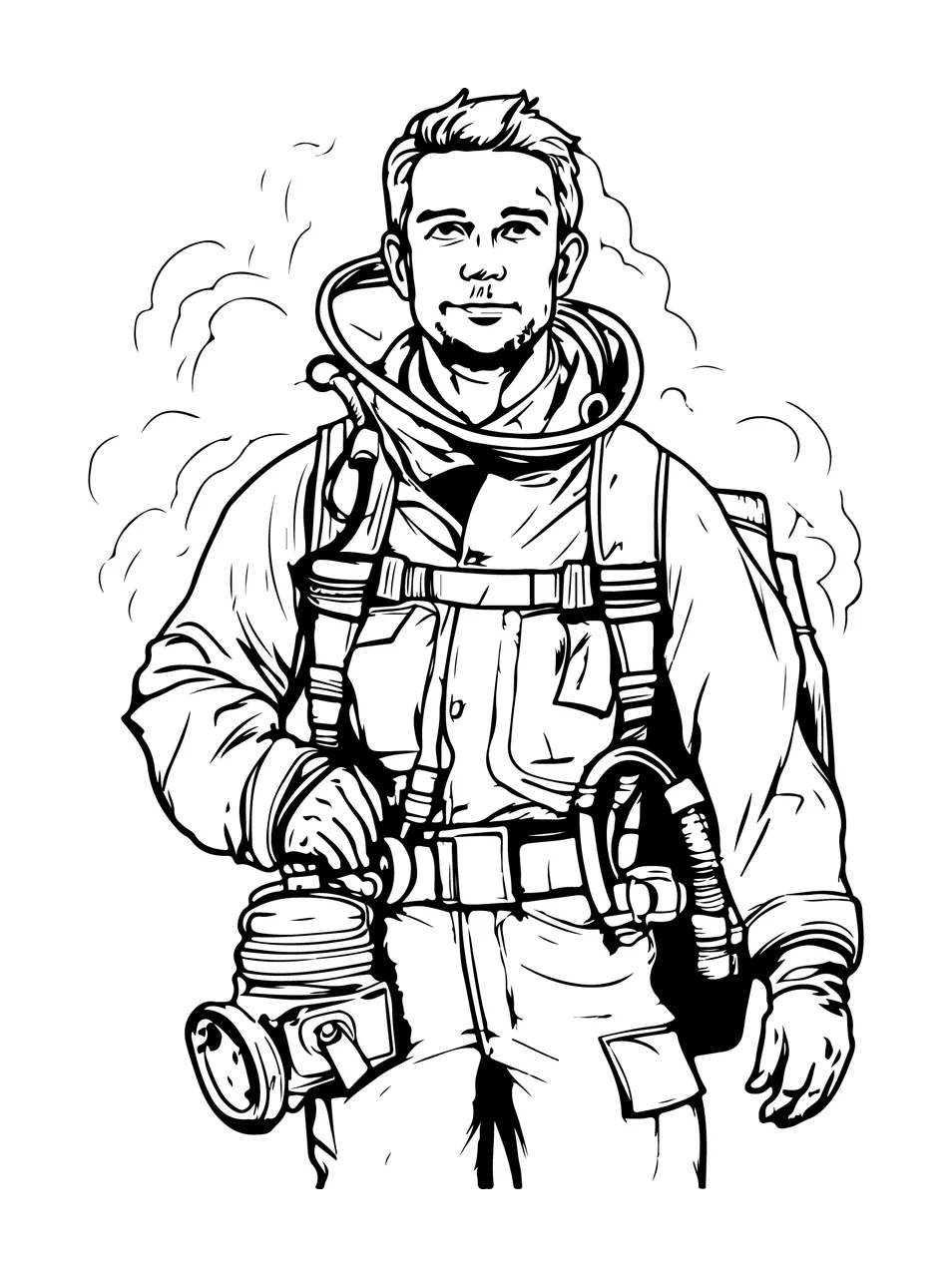 Person Wearing Protective Industrial Mask standing harness