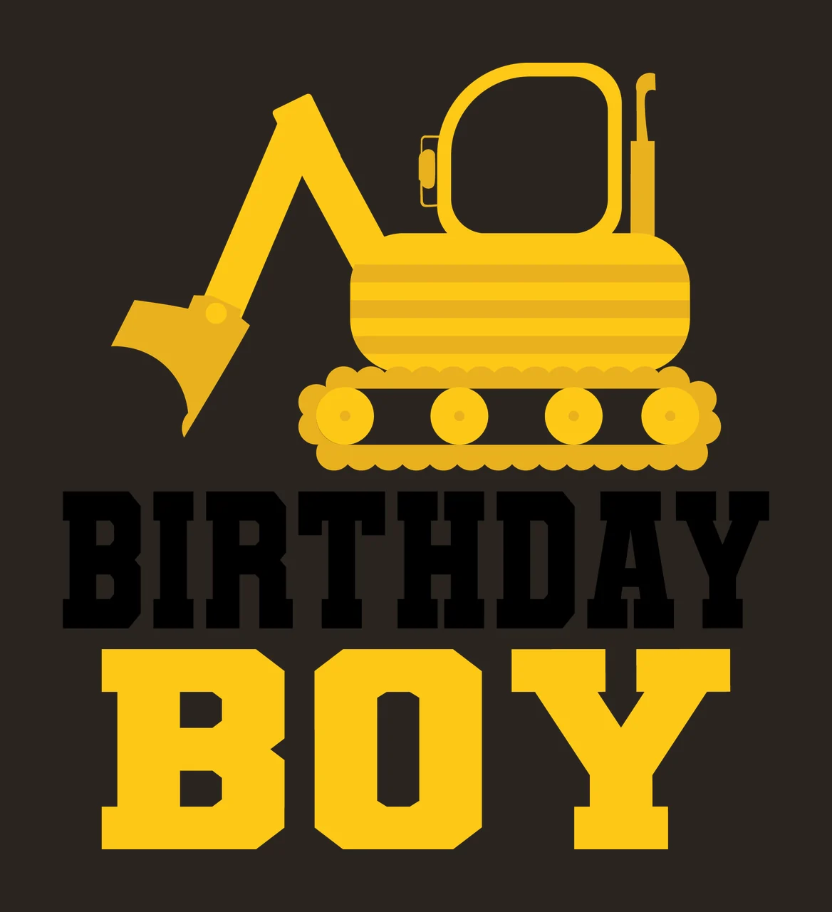 Construction Birthday Boy Graphic Featuring An Excavator Silhouette contrast preview thumbnail