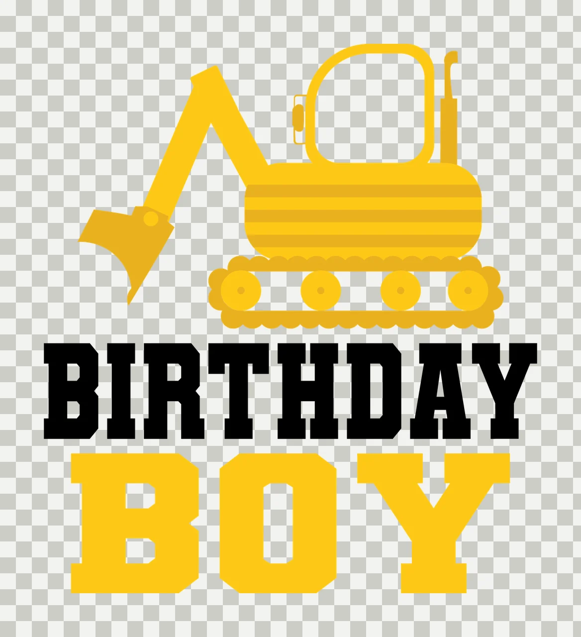 Construction Birthday Boy Graphic Featuring An Excavator Silhouette transparency and detail preview thumbnail