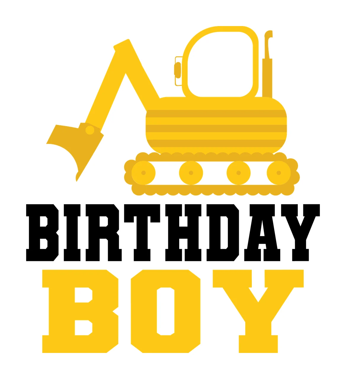 Construction Birthday Boy Graphic Featuring An Excavator Silhouette