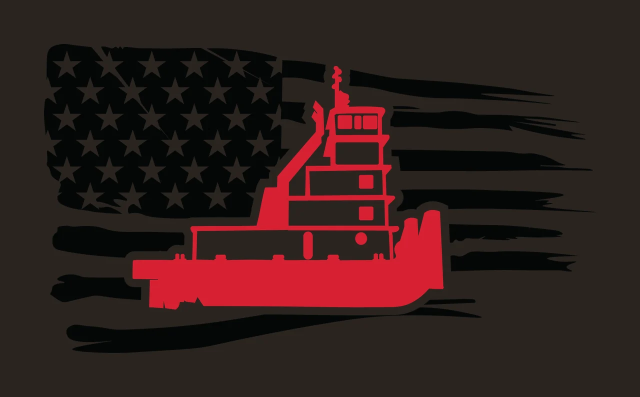 Can Glass Wrap Tugboat Graphic With Distressed Flag contrast preview thumbnail