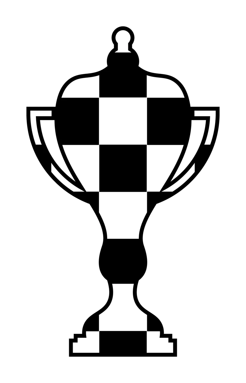Can Glass Wrap Trophy Cup Standing With Checkerboard