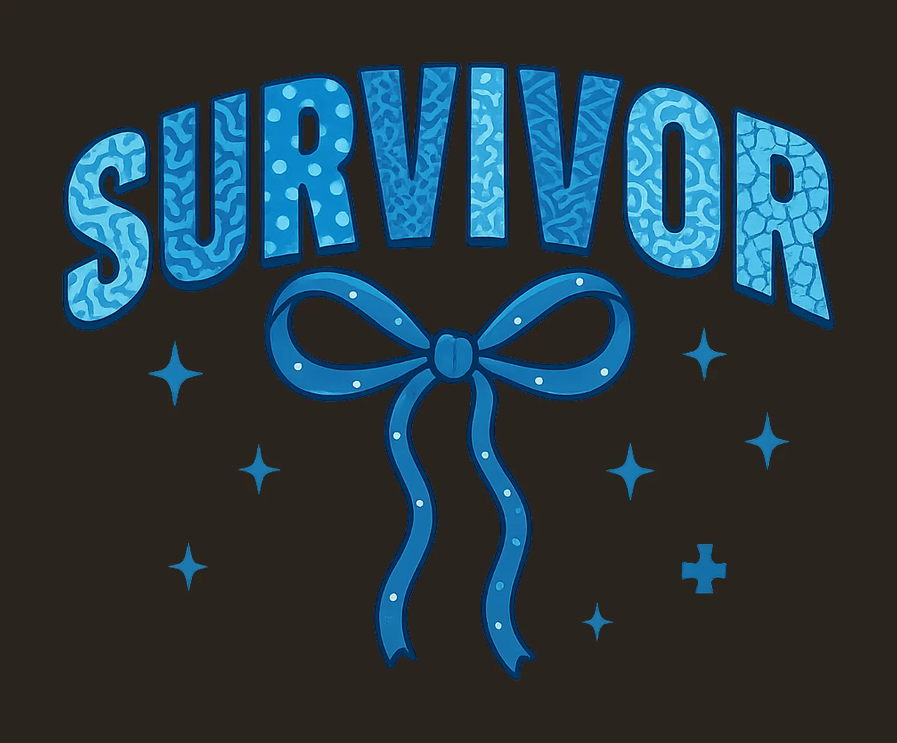 Awareness Ribbon Supportive With Stars And Cross blue contrast preview thumbnail