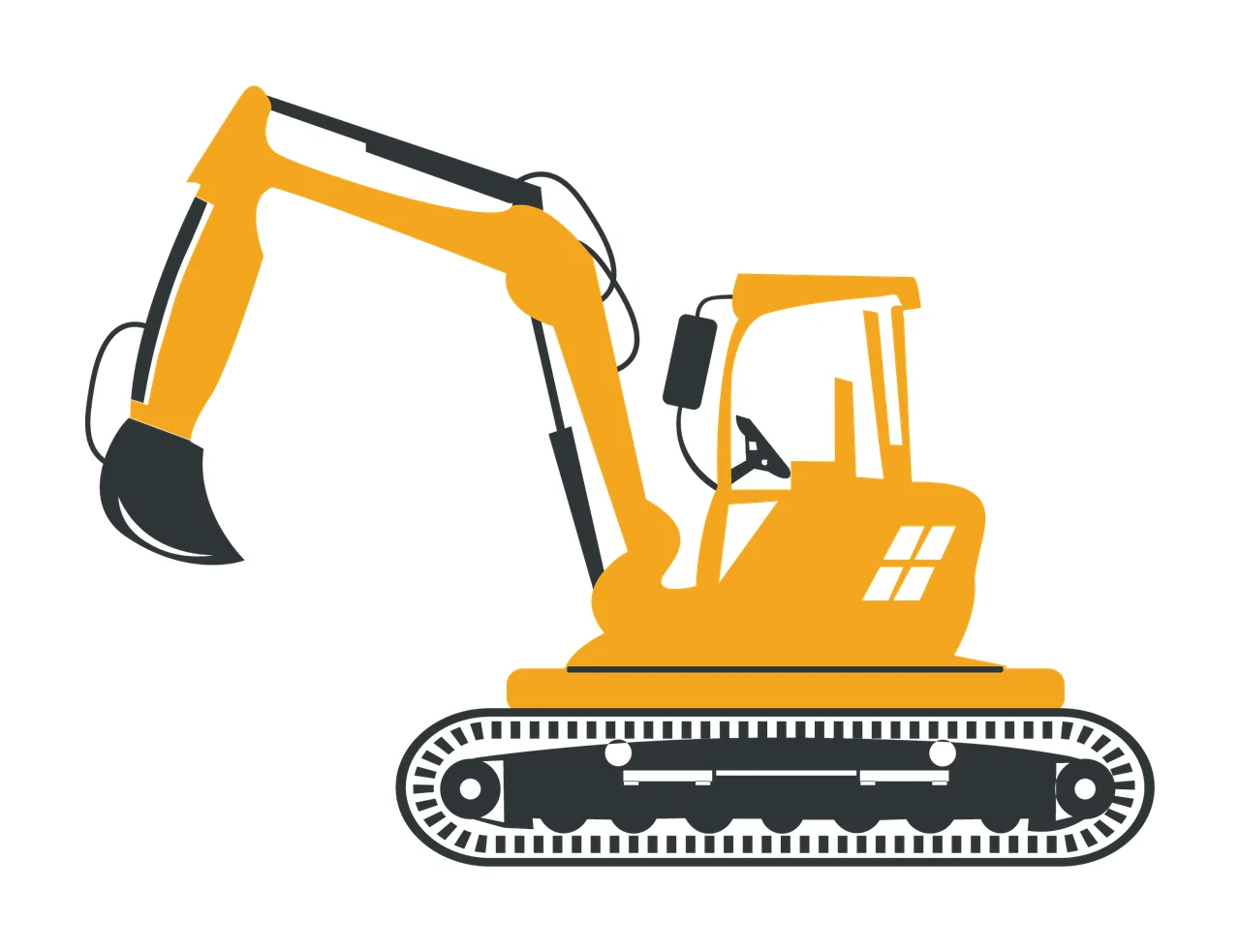Construction Black Silhouette Excavator With Tracks stationary