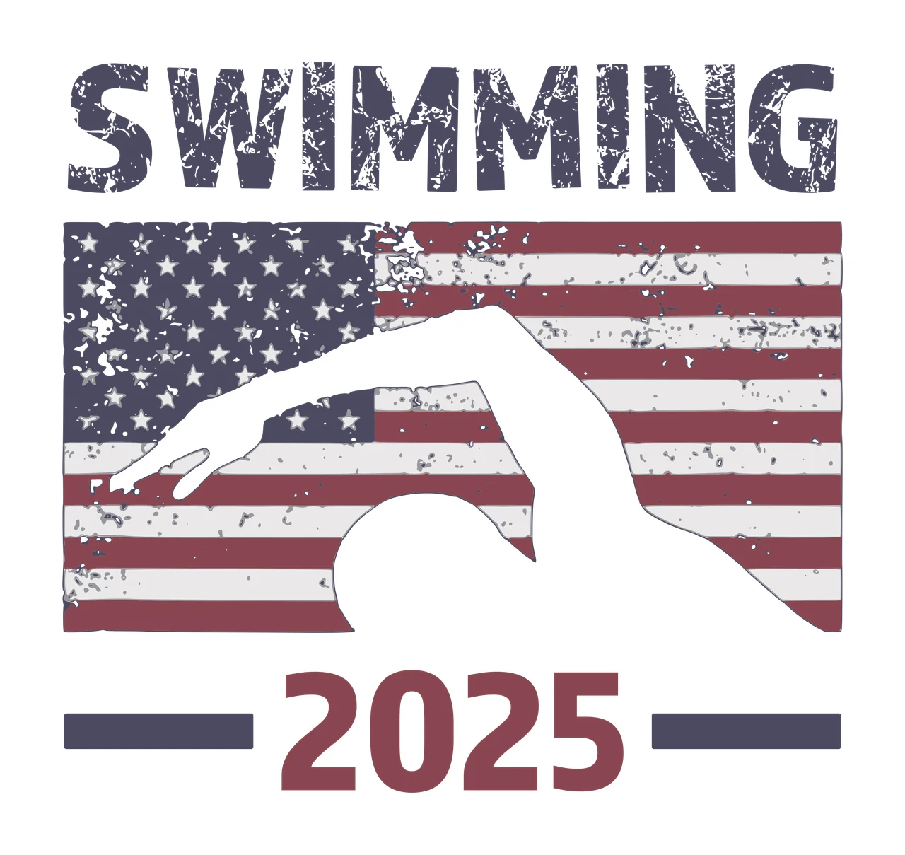 Swimming Flag Swimming 2025 Graphic With Pattern swimmer distressed