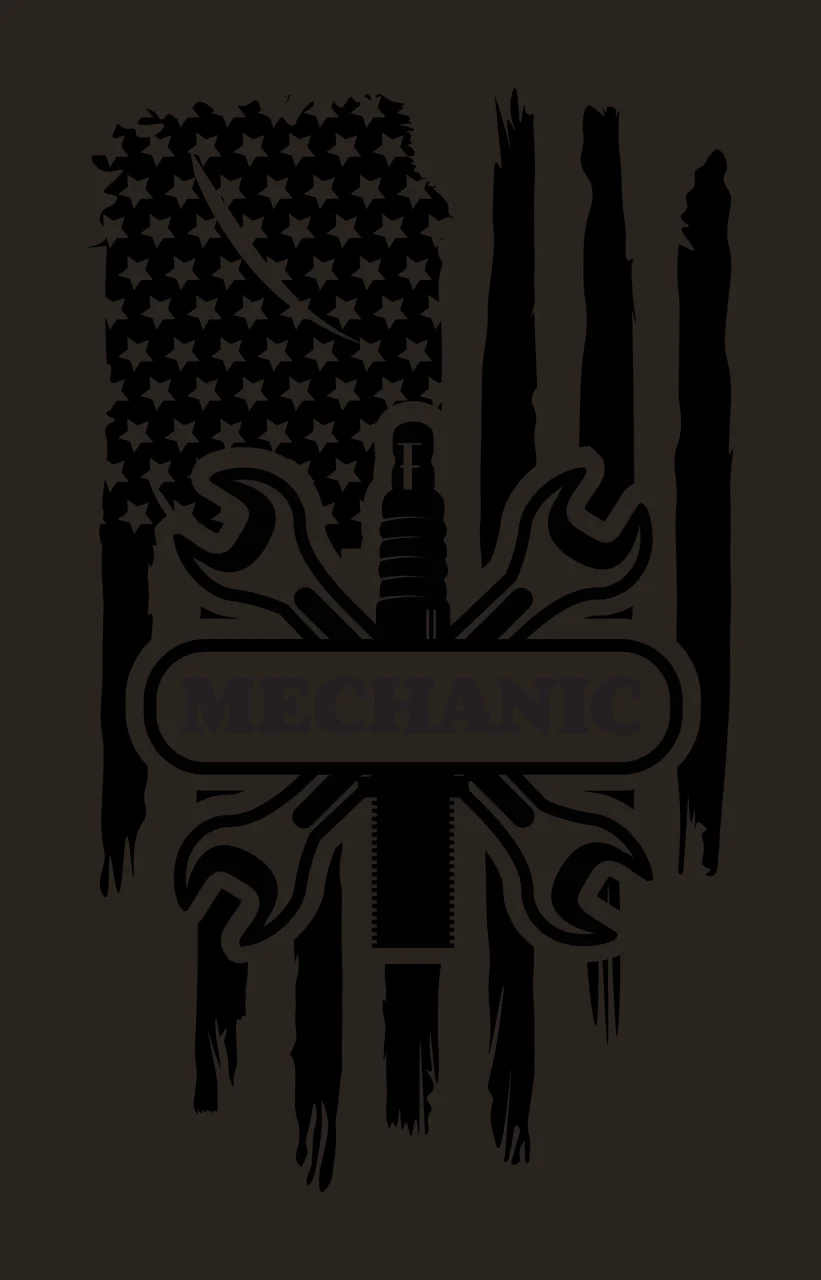 Mechanic Logo Wrench And Spark Plug crossed wrenches flag stars contrast preview thumbnail