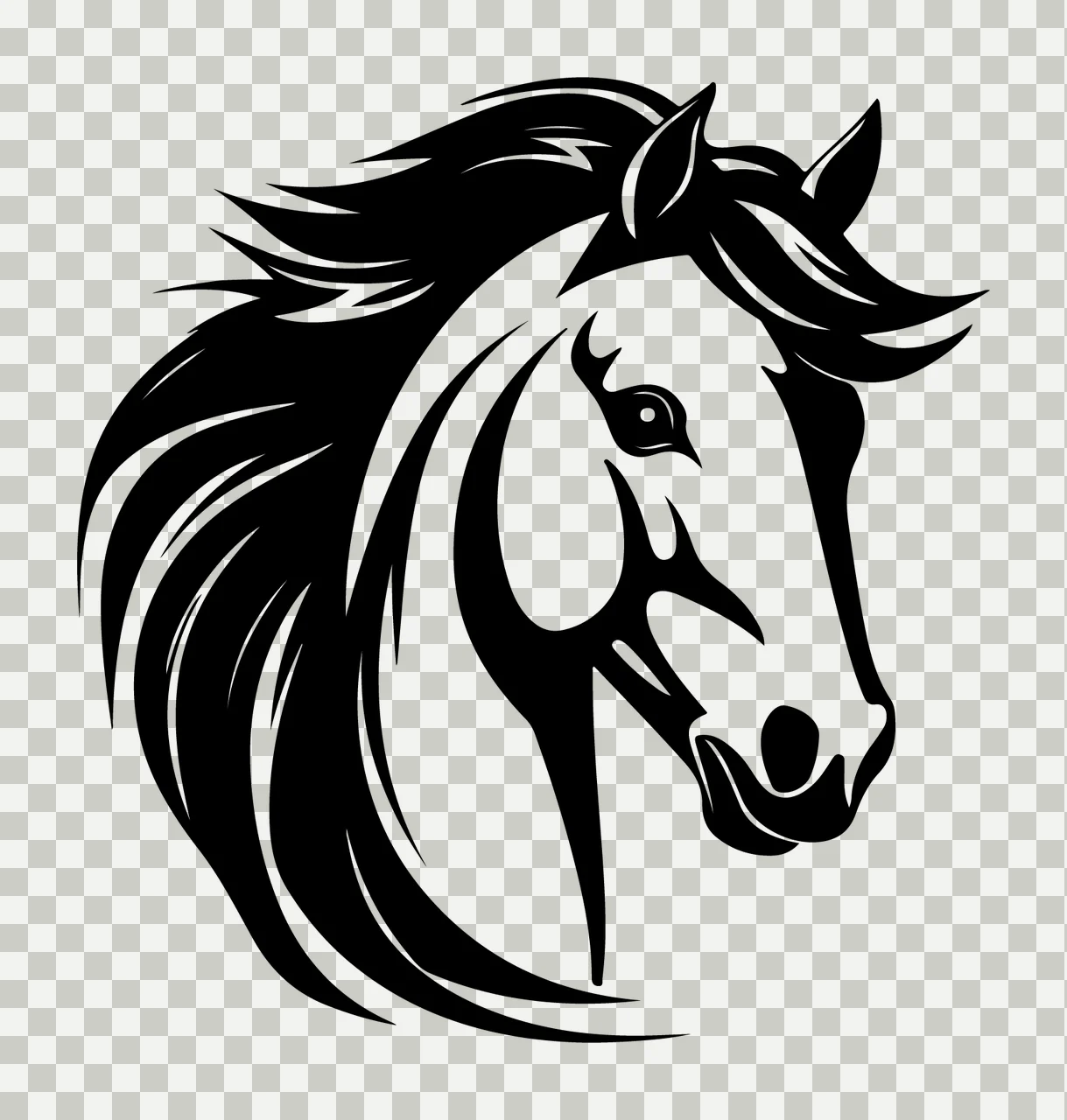 Horse Head With Animal And Silhouette In Black transparency and detail preview thumbnail