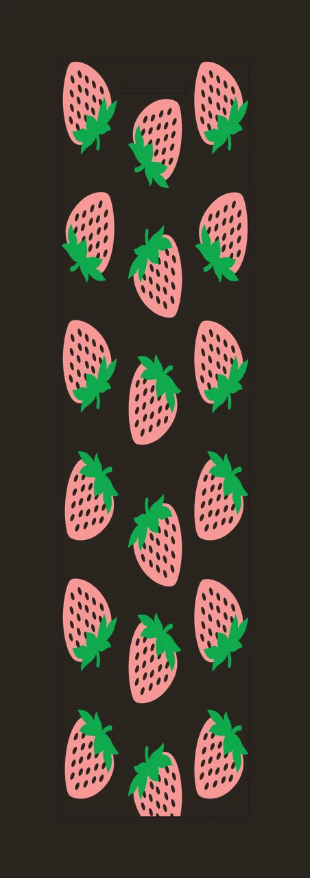 Black Strawberry Pattern Vertical Layout seeds silhouette white contrast preview thumbnail