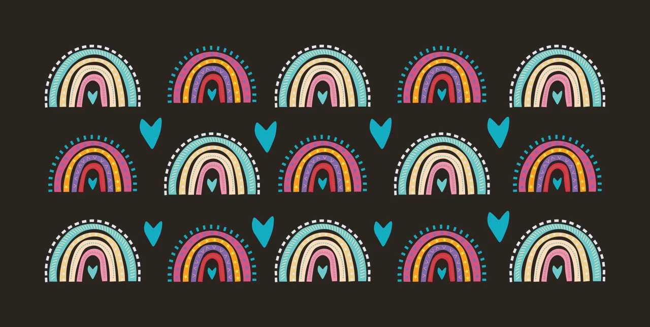 Can Glass Wrap Rainbow And Heart Minimalist Repeating pattern contrast preview thumbnail