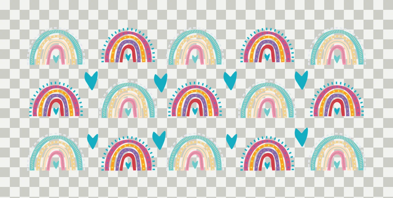 Can Glass Wrap Rainbow And Heart Minimalist Repeating pattern transparency and detail preview thumbnail