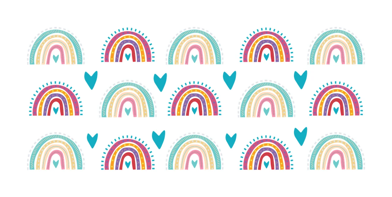 Can Glass Wrap Rainbow And Heart Minimalist Repeating pattern