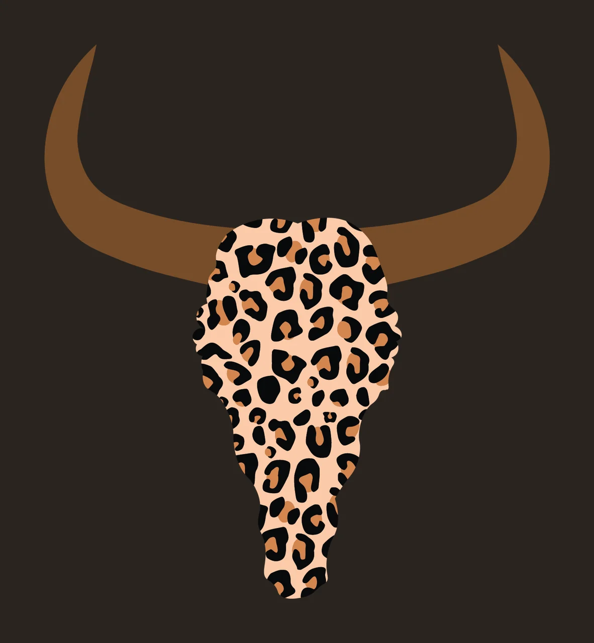 Bovine Skull With Spotted Pattern horns spots silhouette black contrast preview thumbnail