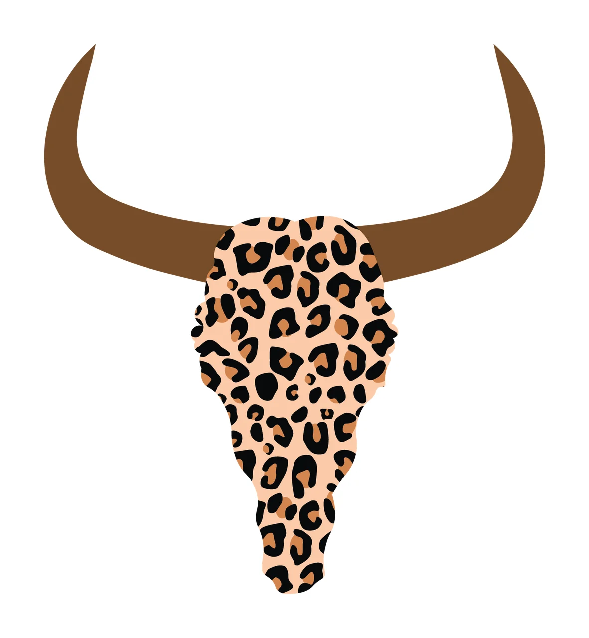 Bovine Skull With Spotted Pattern horns spots silhouette black