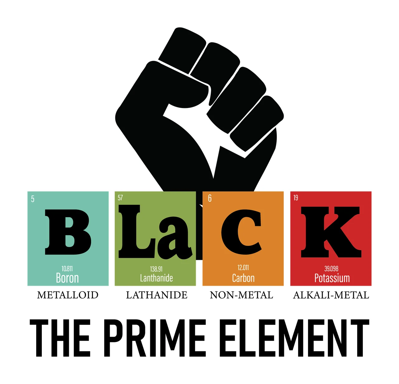 Black Prime Element Raised Fist Design upraised rectangles