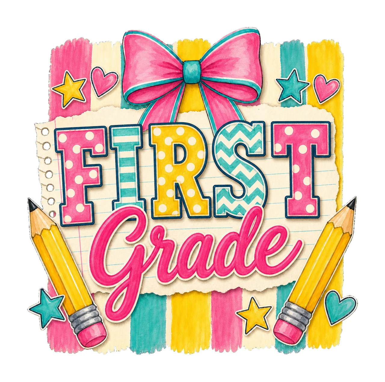 Striped Back To School Pre Kindergarten First Variation B