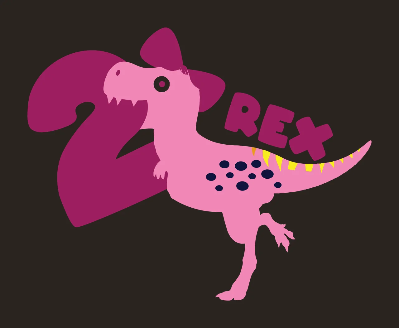 Dinosaur Rex Silhouette With Number Two standing black white contrast preview thumbnail
