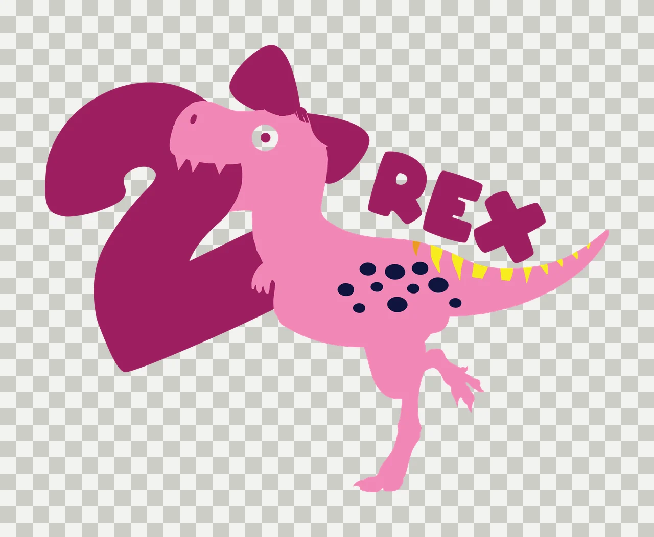 Dinosaur Rex Silhouette With Number Two standing black white transparency and detail preview thumbnail