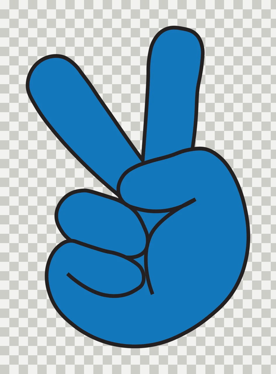 Hand Silhouette Performing Peace Sign signaling fingers black transparency and detail preview thumbnail