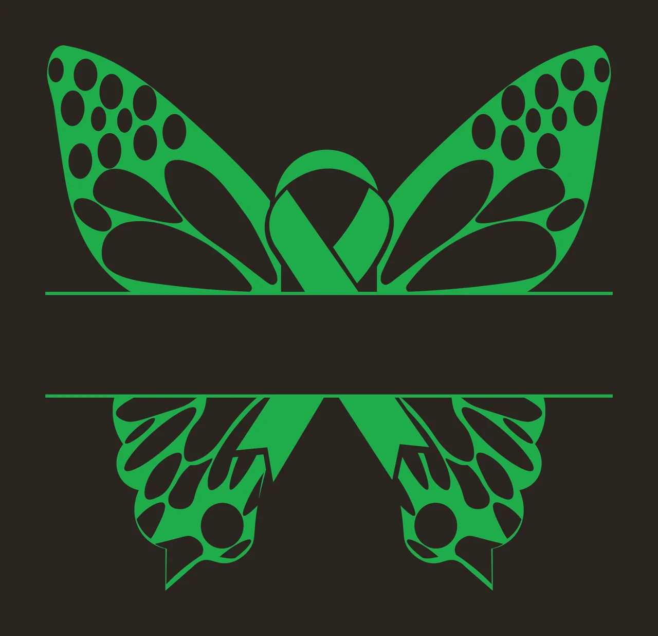 Awareness Ribbon And Butterfly Wing Silhouette stationary wings contrast preview thumbnail