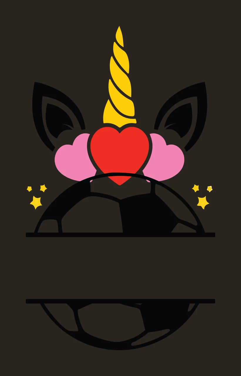 Soccer Unicorn Black And White Face Silhouette horn ears Variation contrast preview thumbnail