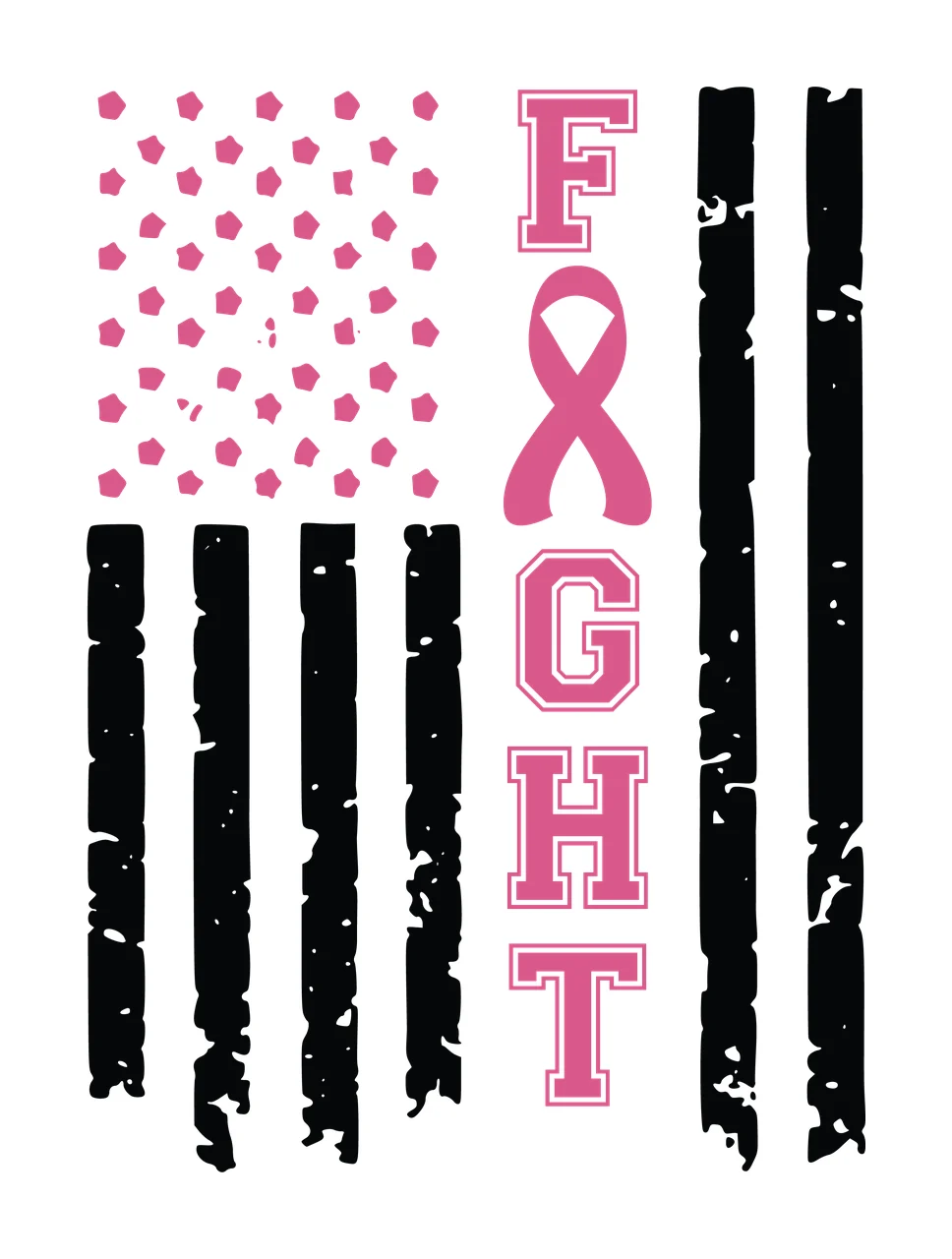 Flag Fight Distressed Ribbon Symbol vertical layout stars stripes