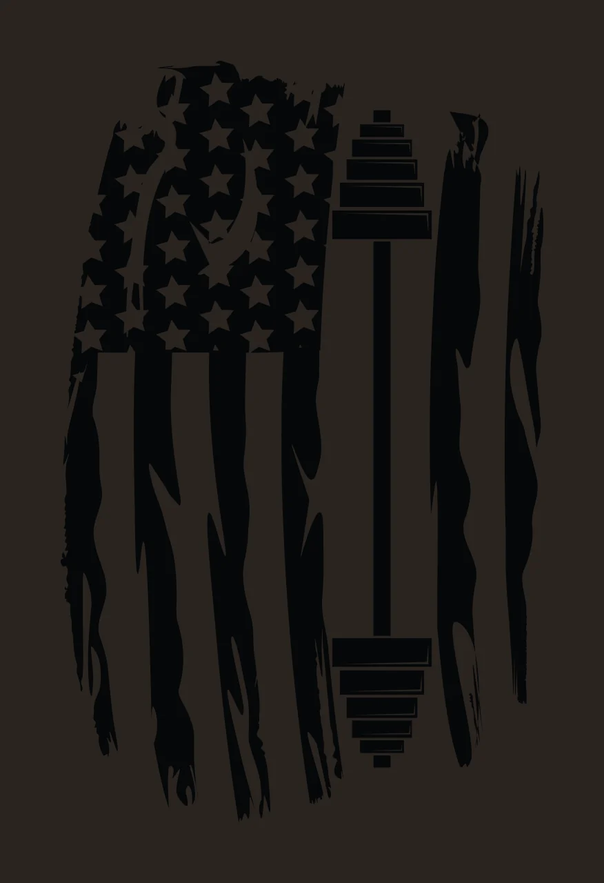 Flag Barbell Distressed Graphic Art stars stripes black white contrast preview thumbnail