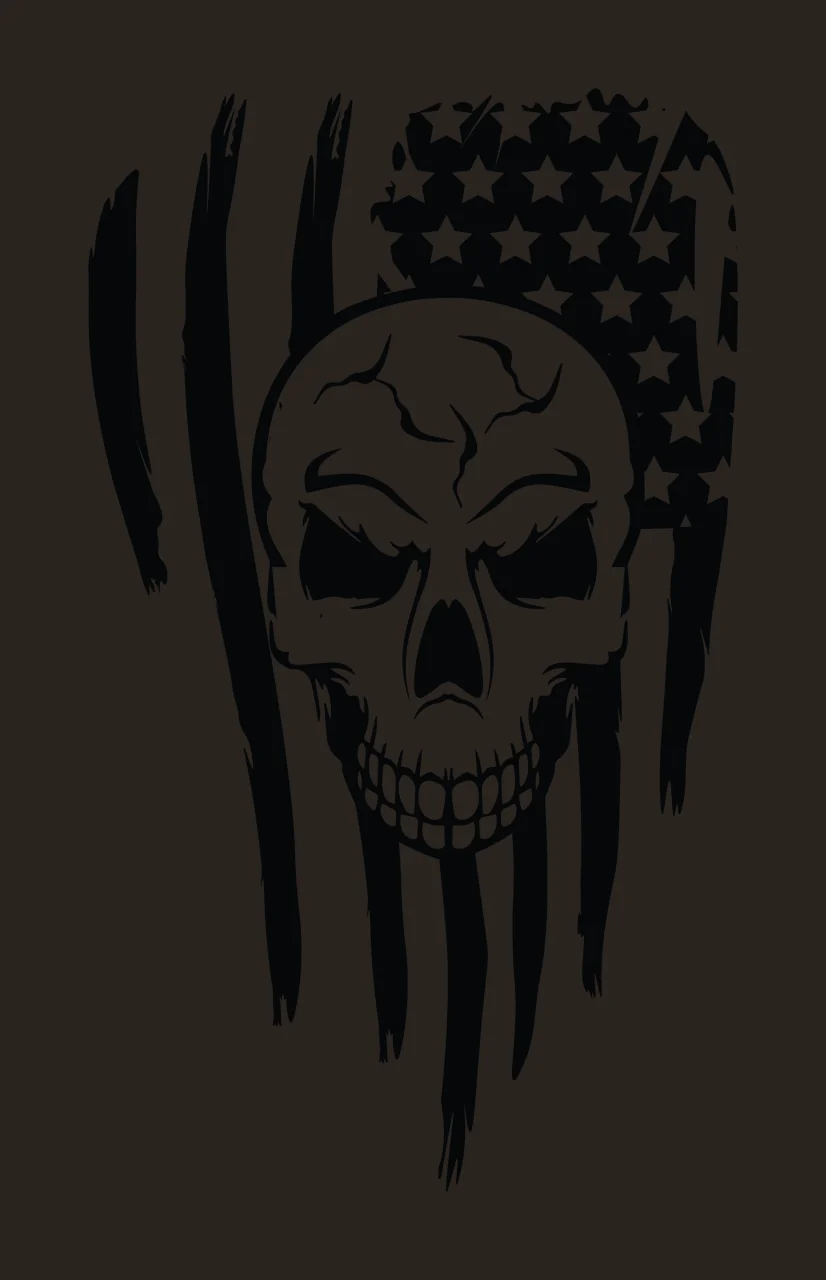 Skull Graphic With Flag Pattern stars stripes black white monochrome contrast preview thumbnail