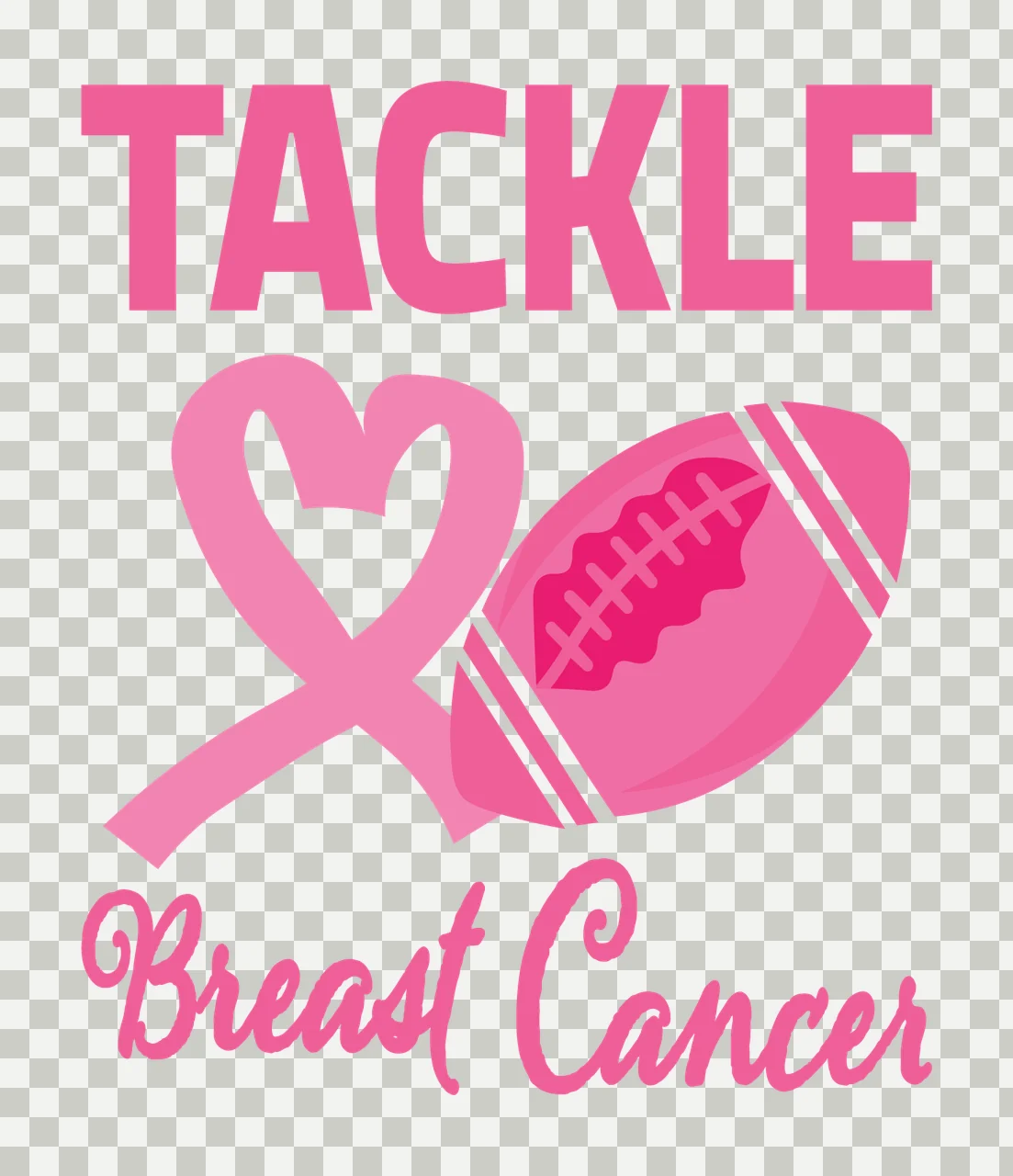 Tackle Breast Cancer Text With Football ribbon heart black transparency and detail preview thumbnail