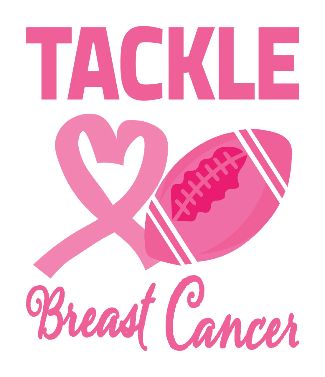 Tackle Breast Cancer Text With Football ribbon heart black