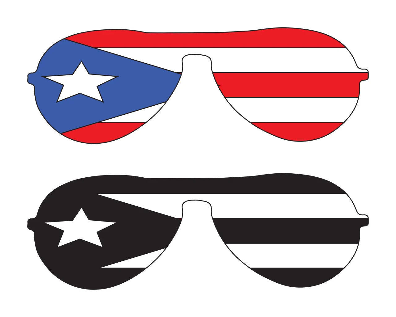 Star And Stripes Pattern Glasses Silhouette minimalist black