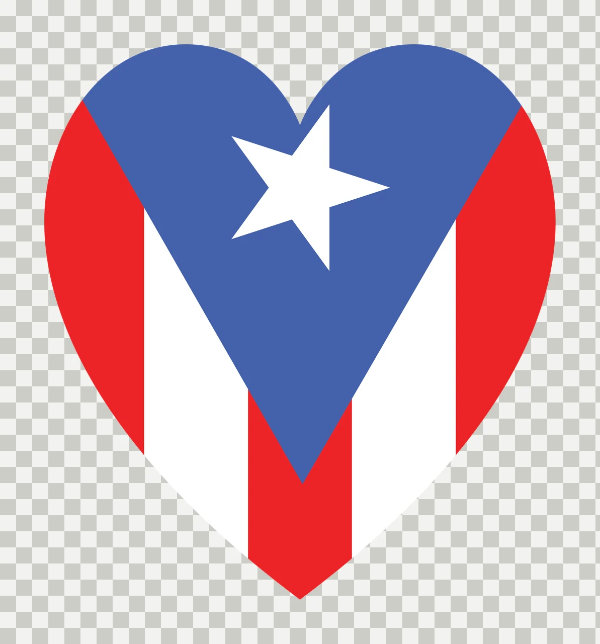 Heart symbol Illustration with white star, blue chevron, red stripes and geometric shapes transparency and detail preview thumbnail