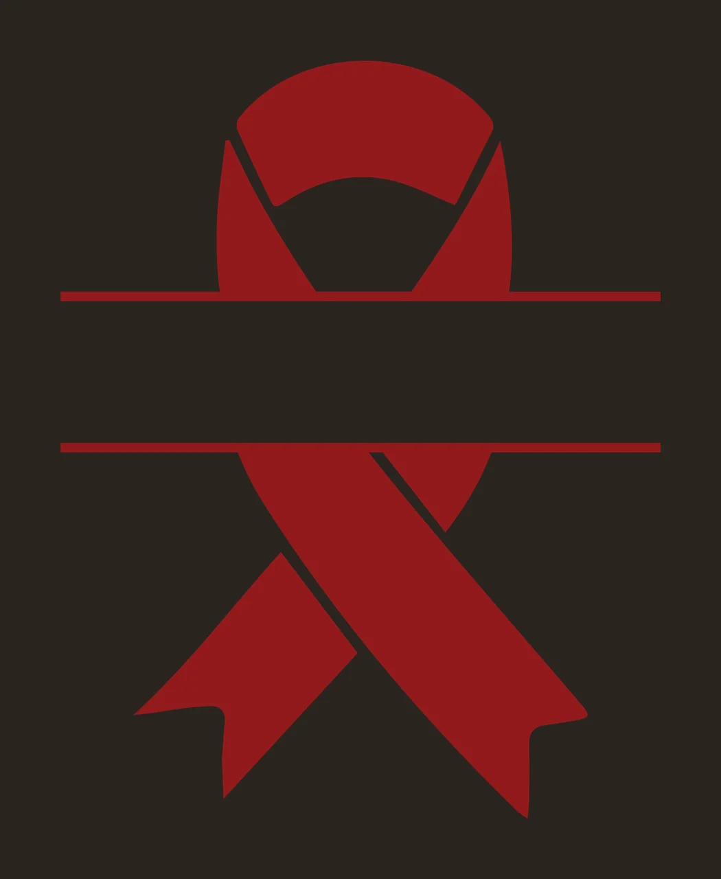 Ribbon Awareness Bisected With Banner And Frame contrast preview thumbnail