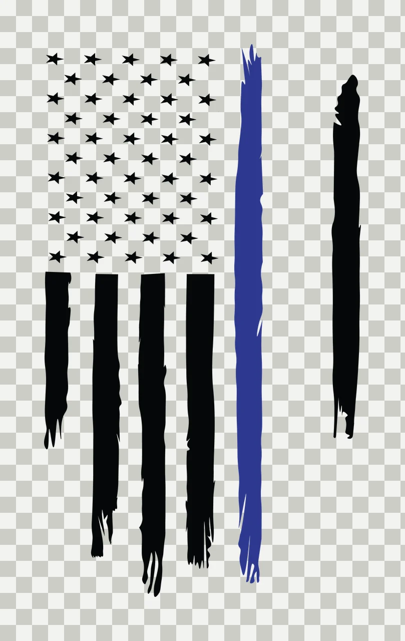 Flag Vertical Black And White Distressed With Stars stripes transparency and detail preview thumbnail