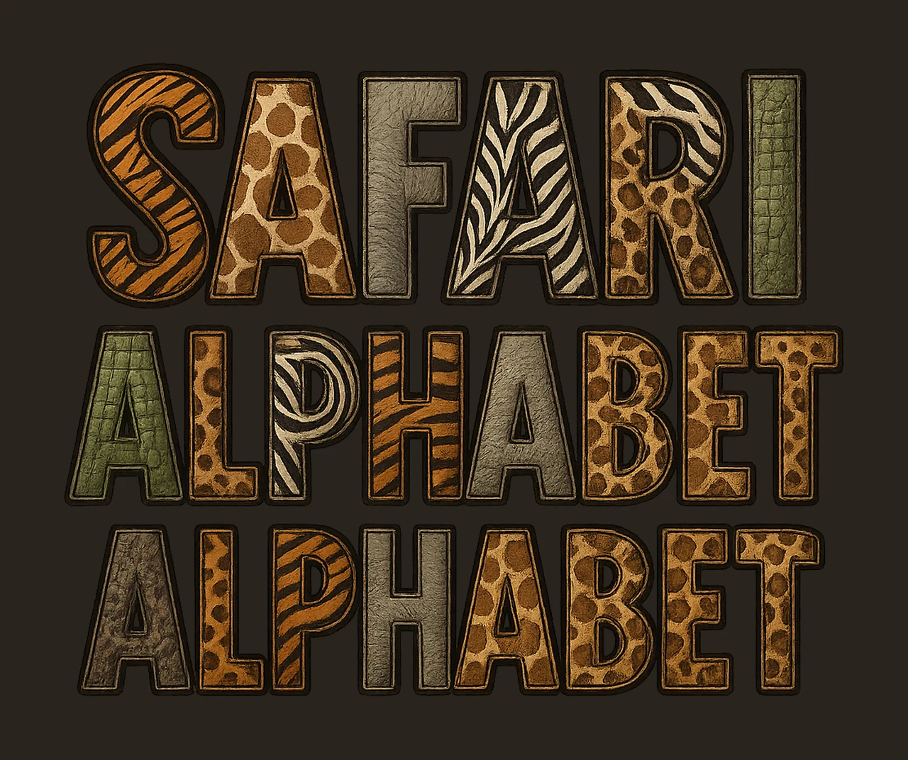 Safari Animal Print Alphabet Letters Zoo Wild Animal Letters contrast preview thumbnail