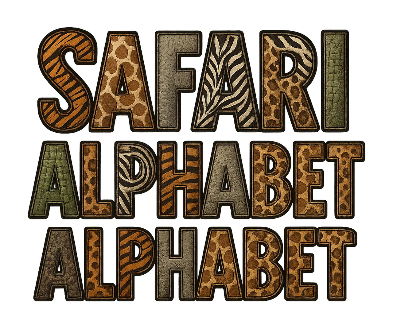 Safari Animal Print Alphabet Letters Zoo Wild Animal Letters