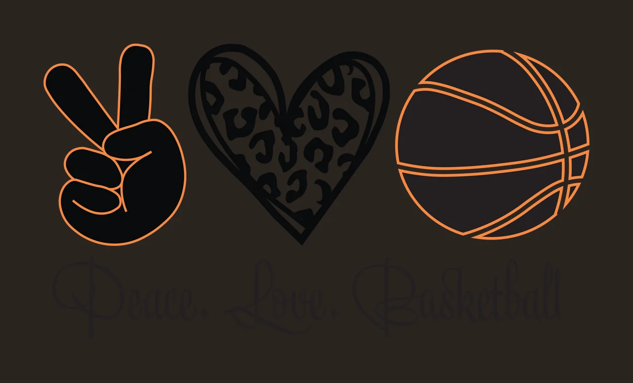 Peace Love Basketball Graphic With Leopard Print Heart text and icons contrast preview thumbnail