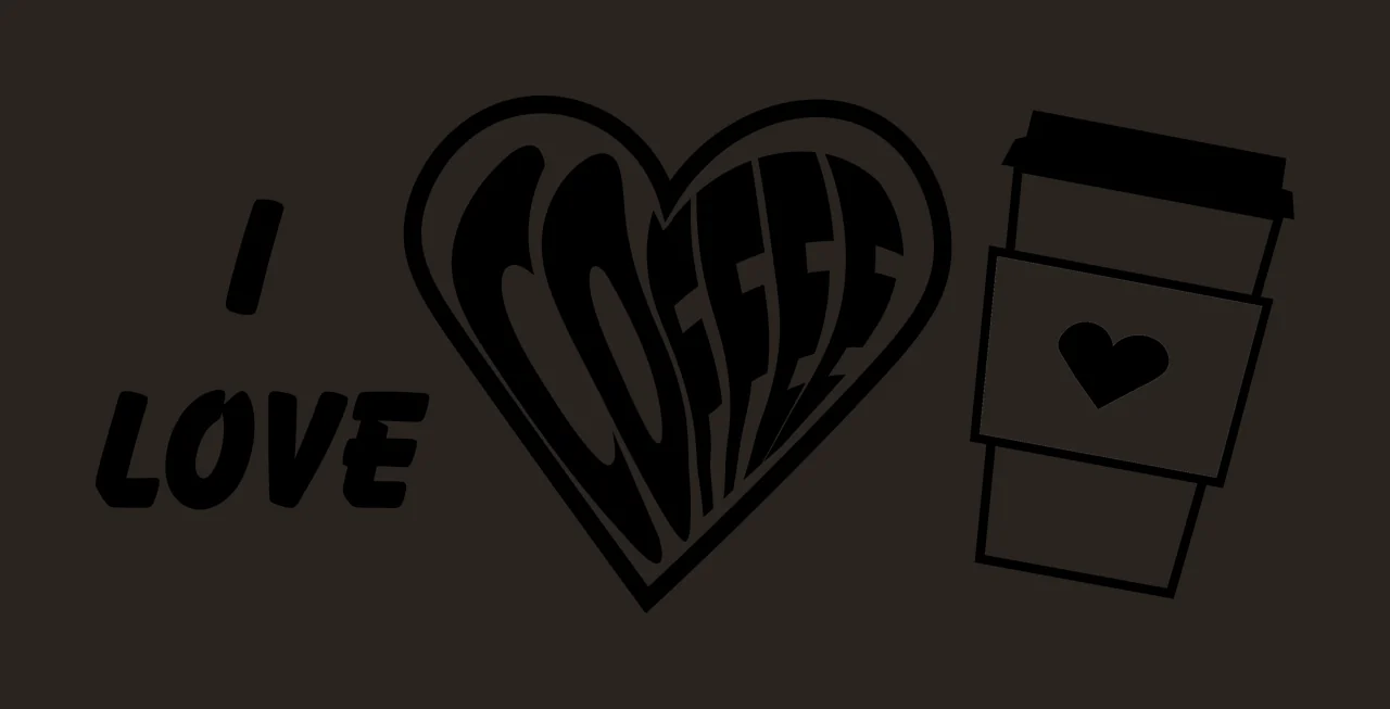 Can Glass Wrap I Love Coffee Heart cup disposable black white contrast preview thumbnail