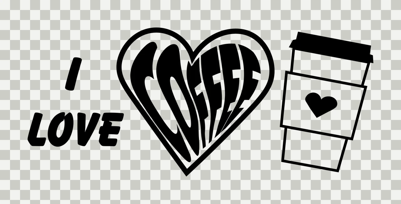 Can Glass Wrap I Love Coffee Heart cup disposable black white transparency and detail preview thumbnail