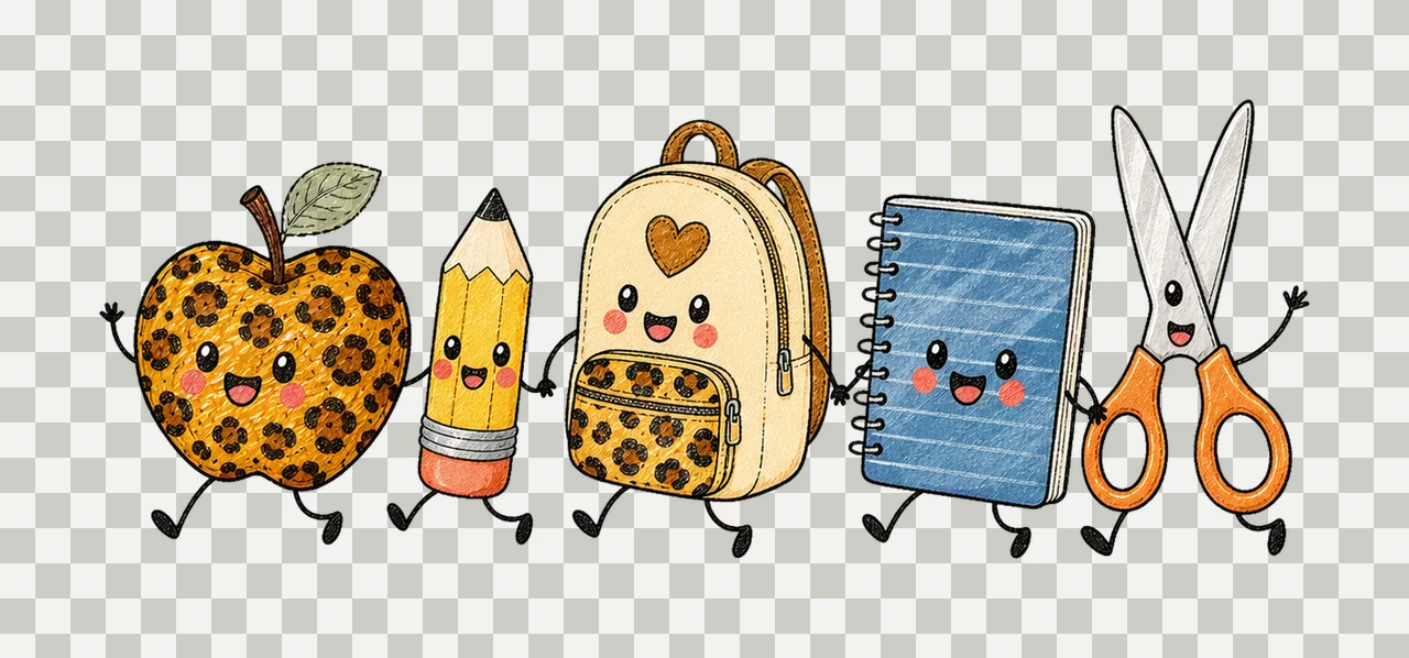 First Day School Supplies Doodle Kids Variation D transparency and detail preview thumbnail