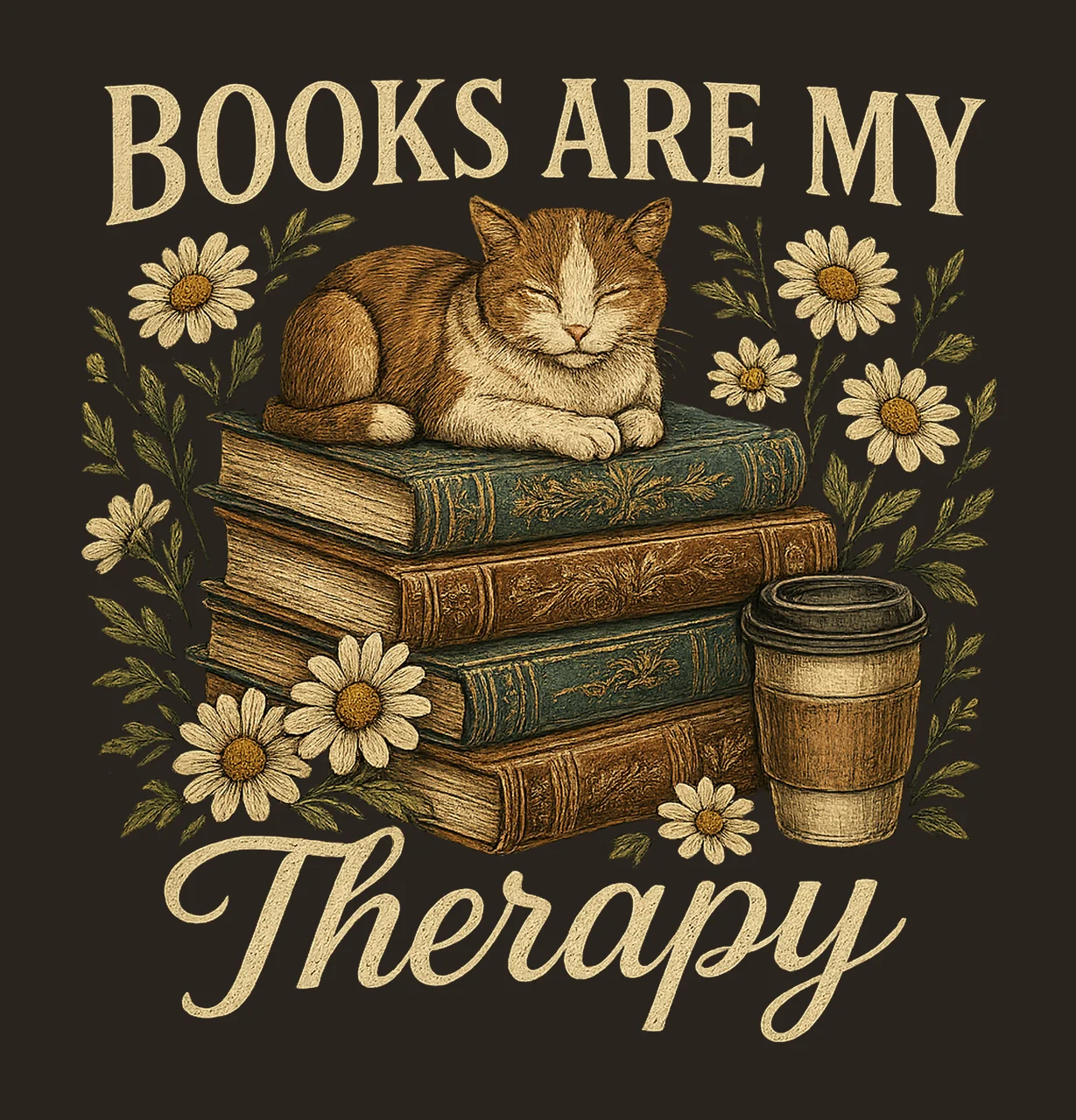 Retro Floral Book Lover Sublimation Design Vintage Books contrast preview thumbnail