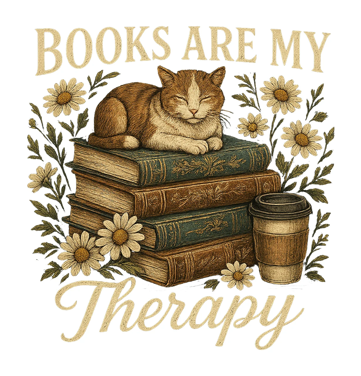 Retro Floral Book Lover Sublimation Design Vintage Books