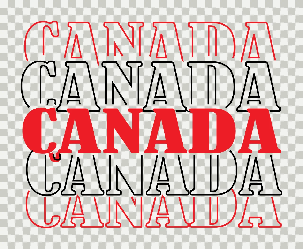 Canada Typography Design With Repetition stacking letters graphic transparency and detail preview thumbnail