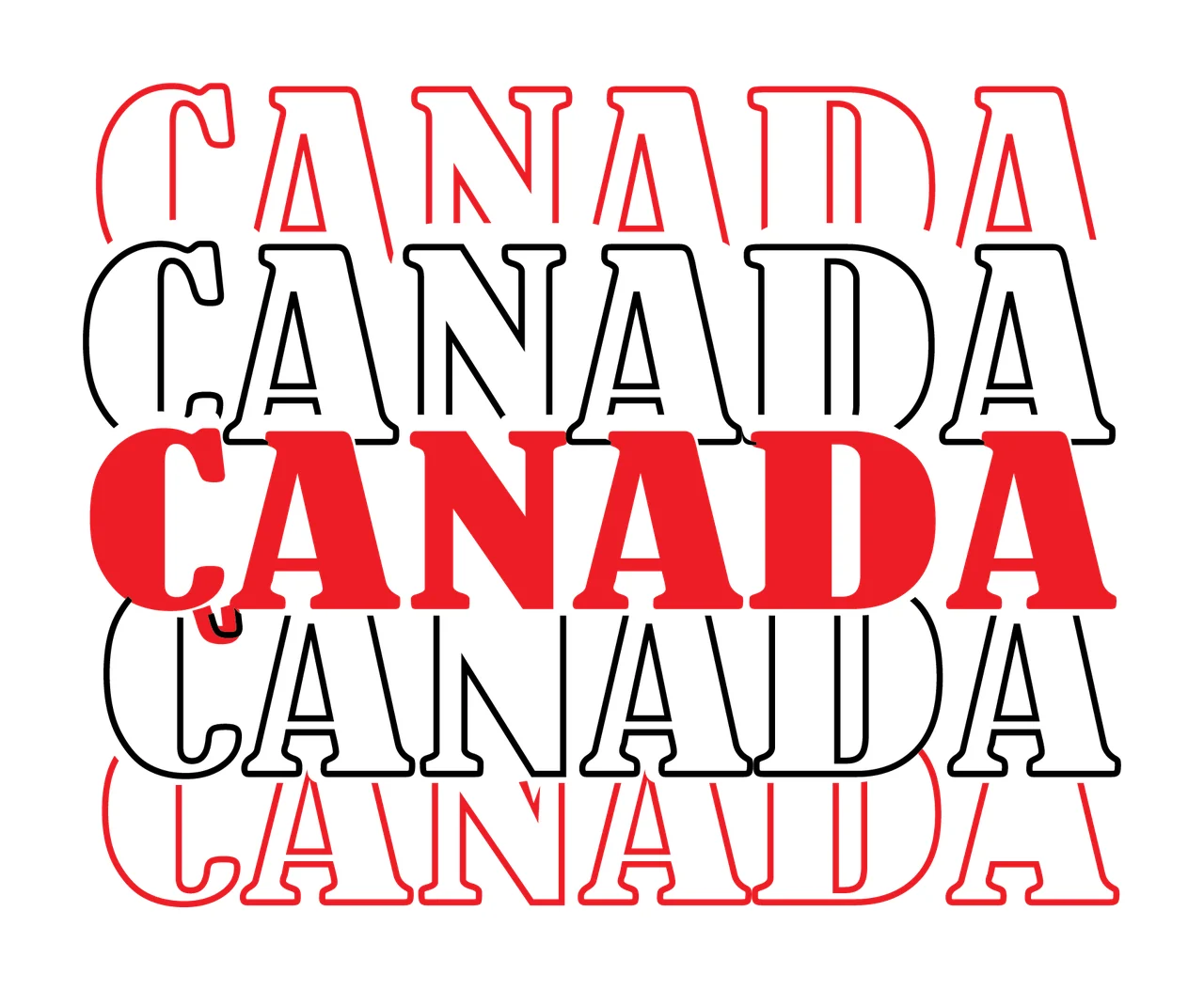Canada Typography Design With Repetition stacking letters graphic