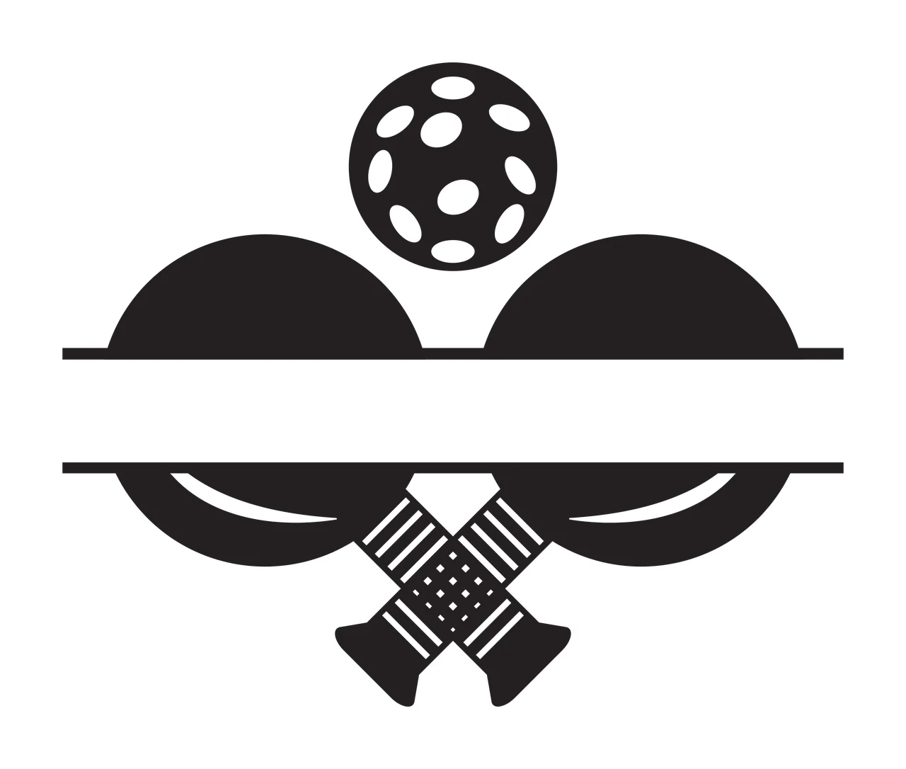 Pickleball Paddles And Ball Monogram Frame crossed silhouette